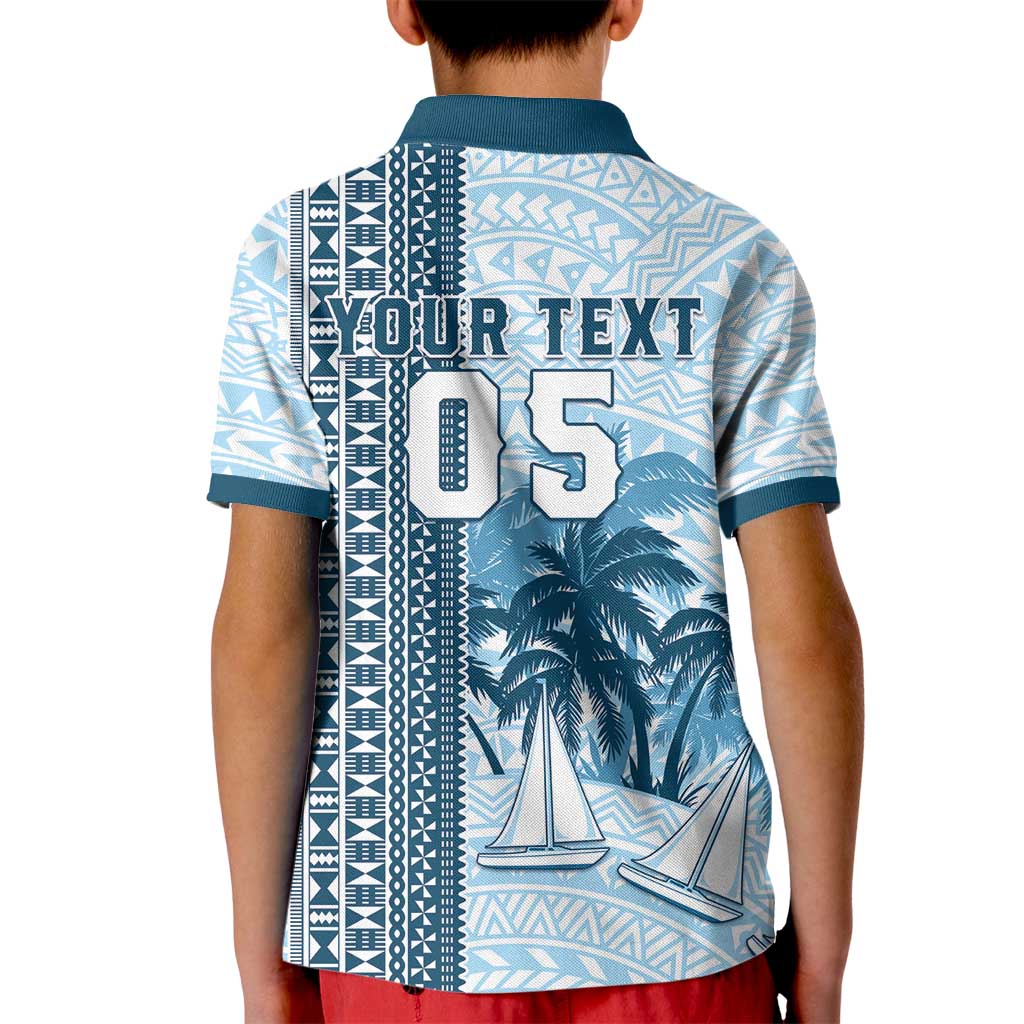 Custom Fiji Regatta Kid Polo Shirt Palm Tree Tapa Pattern - Polynesian Pride