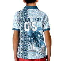 Custom Fiji Regatta Kid Polo Shirt Palm Tree Tapa Pattern - Polynesian Pride