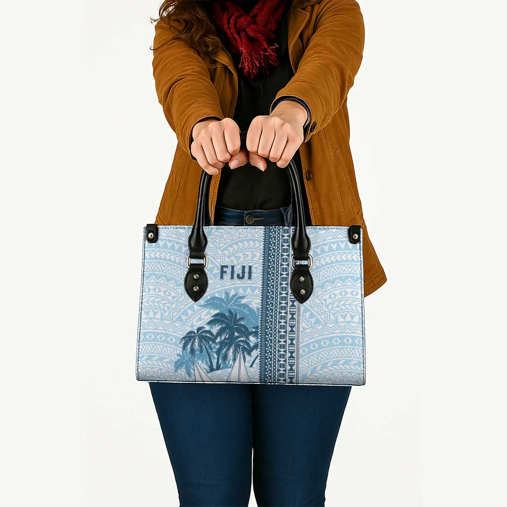 Fiji Regatta Leather Bag Palm Tree Tapa Pattern - Polynesian Pride
