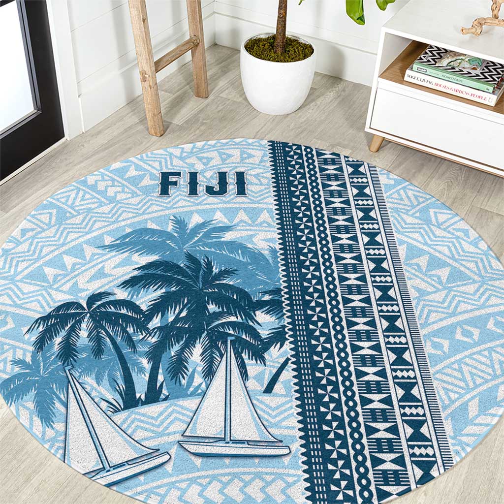 Fiji Regatta Round Carpet Palm Tree Tapa Pattern - Polynesian Pride