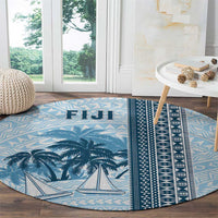 Fiji Regatta Round Carpet Palm Tree Tapa Pattern - Polynesian Pride