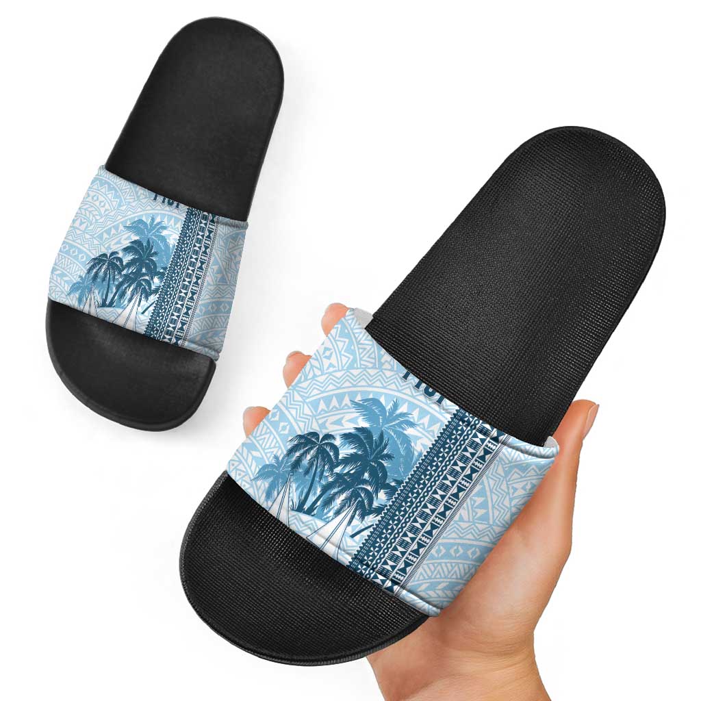 Fiji Regatta Slide Sandals Palm Tree Tapa Pattern - Polynesian Pride