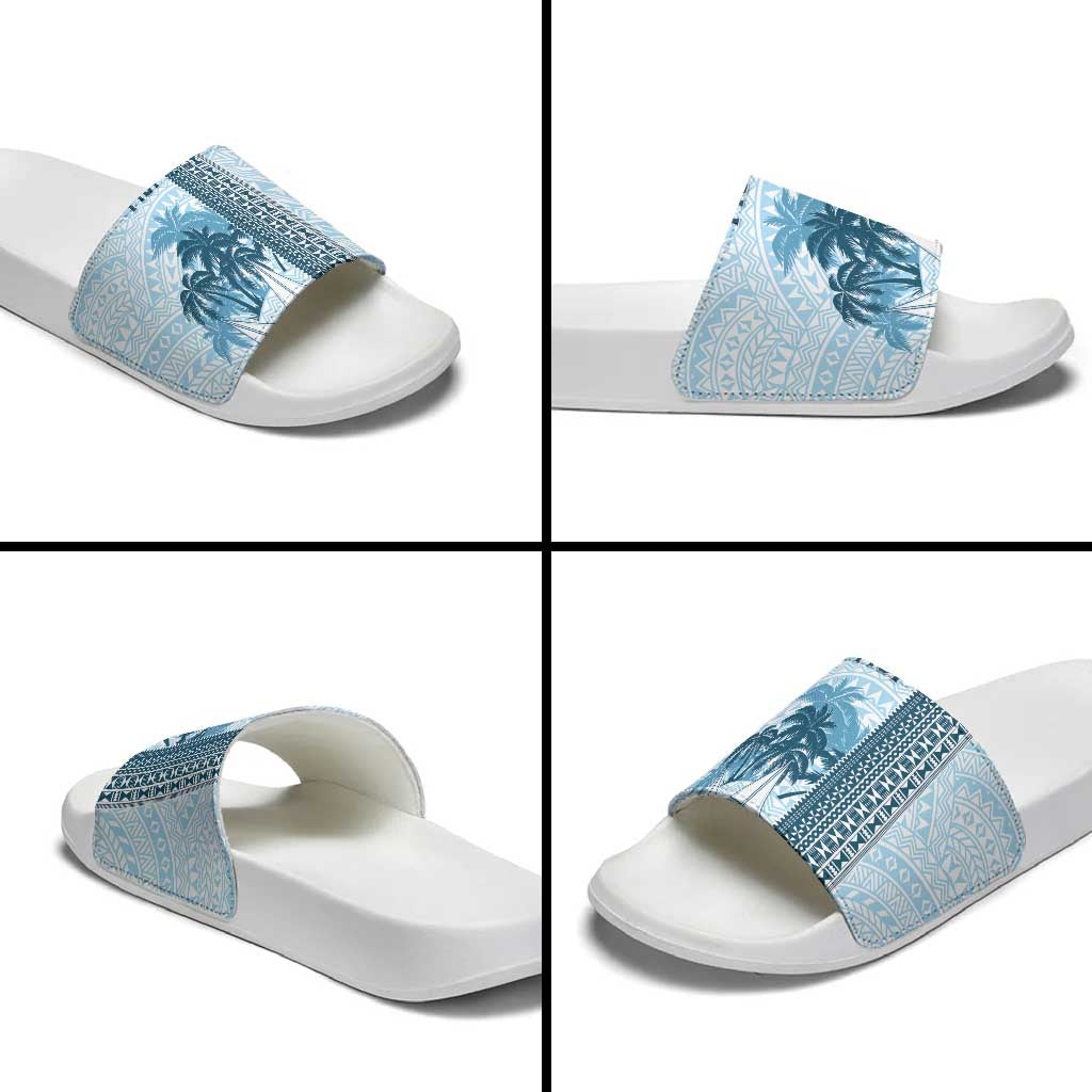 Fiji Regatta Slide Sandals Palm Tree Tapa Pattern - Polynesian Pride