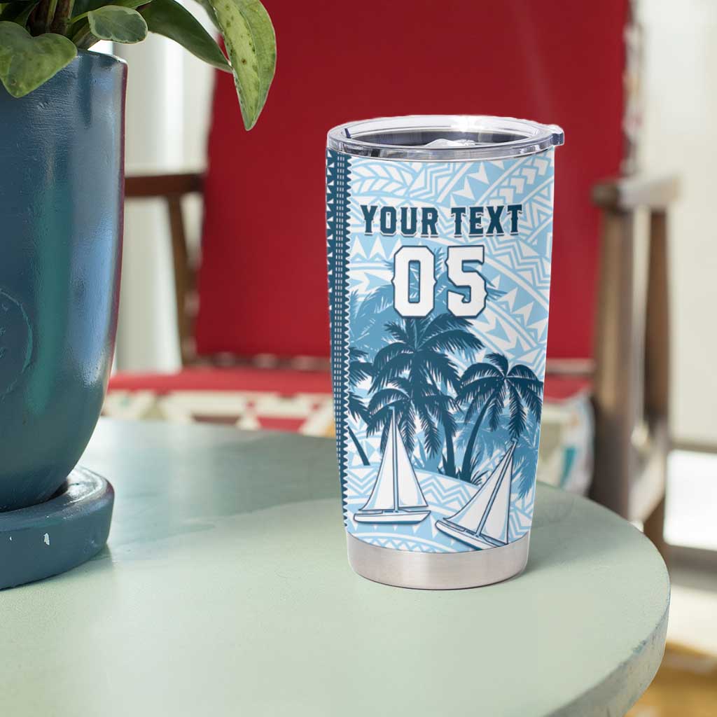 Custom Fiji Regatta Tumbler Cup Palm Tree Tapa Pattern - Polynesian Pride
