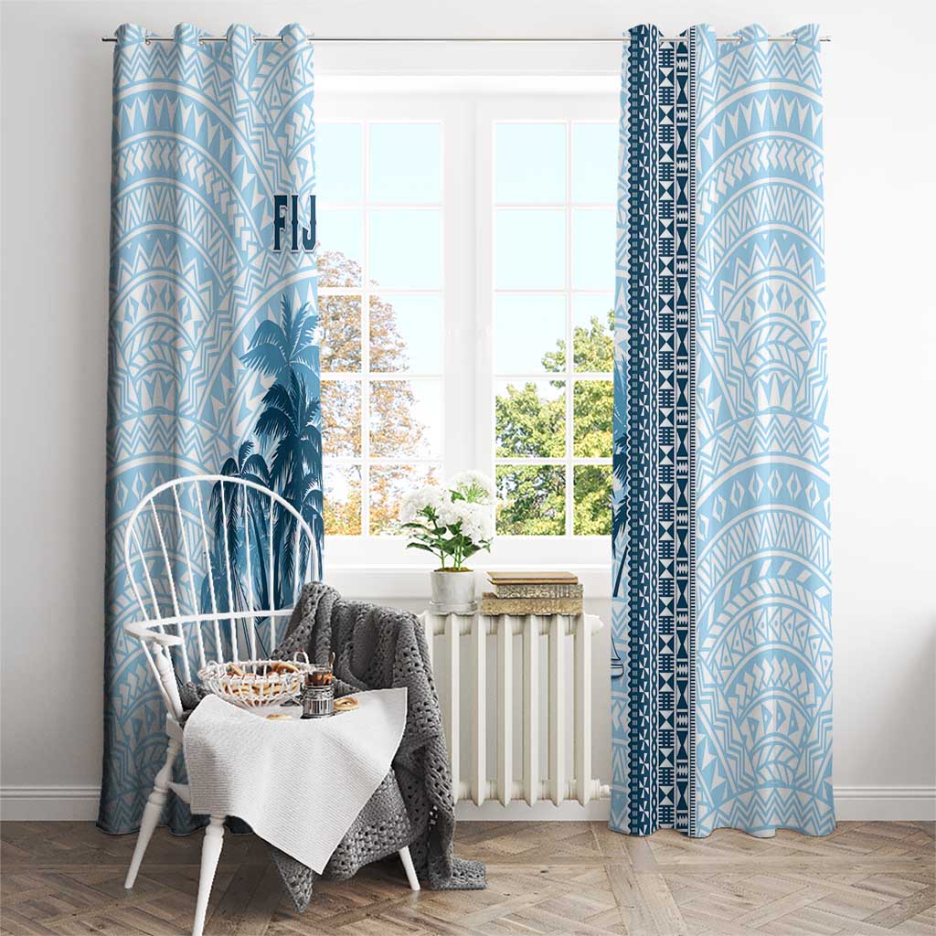 Fiji Regatta Window Curtain Palm Tree Tapa Pattern - Polynesian Pride