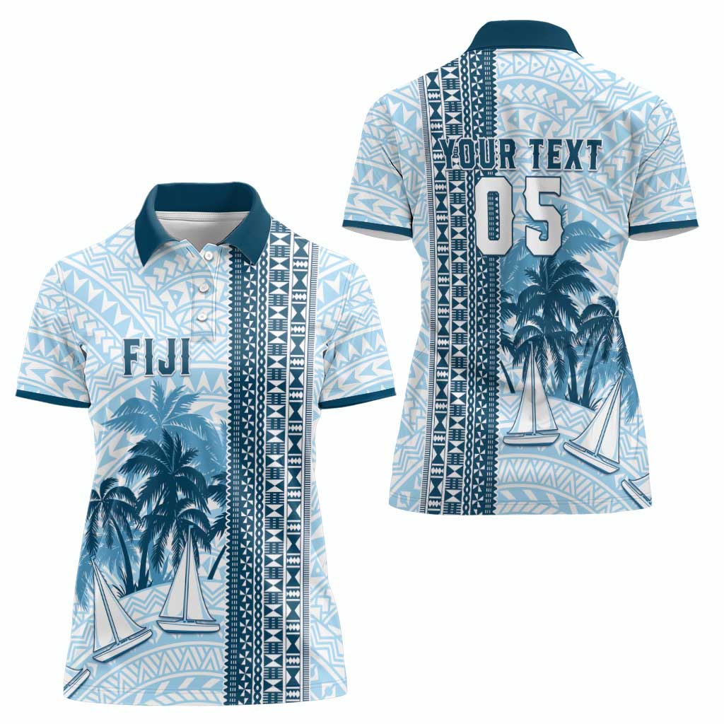 Custom Fiji Regatta Women Polo Shirt Palm Tree Tapa Pattern - Polynesian Pride