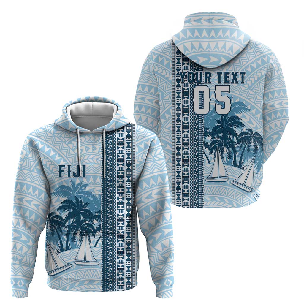 Custom Fiji Regatta Zip Hoodie Palm Tree Tapa Pattern - Polynesian Pride