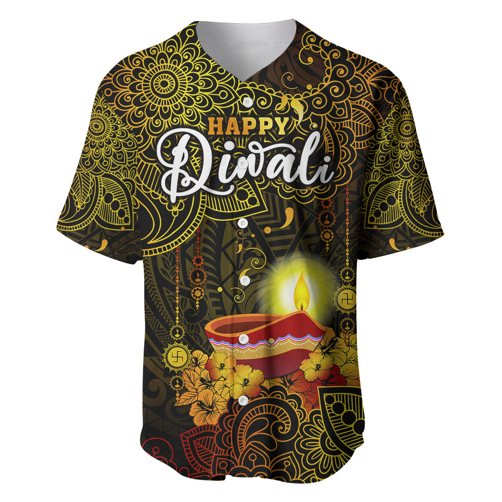 personalized-happy-diwali-festival-baseball-jersey-diya-lamp-hibiscus-polynesian-pattern