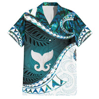 Aotearoa New Zealand Family Matching Long Sleeve Bodycon Dress and Hawaiian Shirt Maori Wera Paua Shell Teal Glitter LT05 Dad's Shirt - Short Sleeve Teal - Polynesian Pride