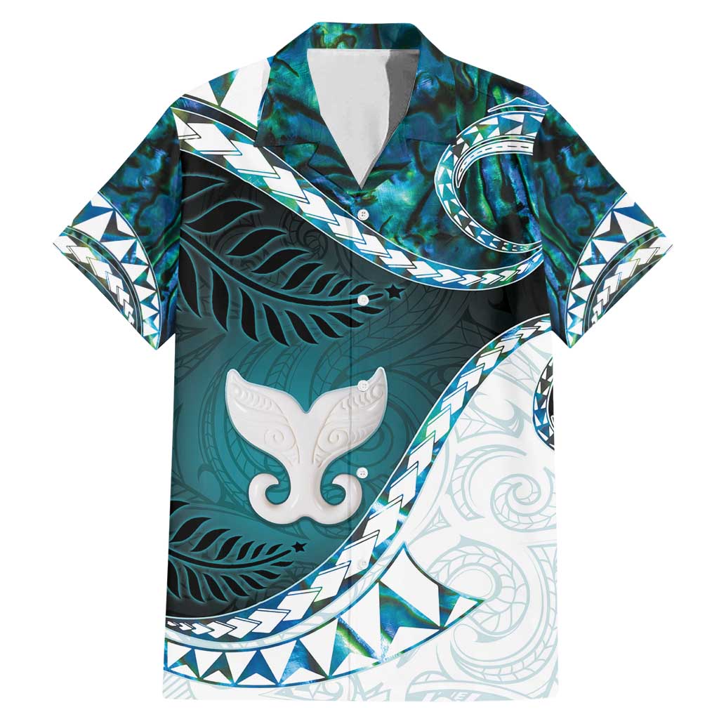 Aotearoa New Zealand Family Matching Mermaid Dress and Hawaiian Shirt Maori Wera Paua Shell Teal Glitter LT05 Dad's Shirt - Short Sleeve Teal - Polynesian Pride
