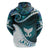 Aotearoa New Zealand Hoodie Maori Wera Paua Shell Teal Glitter