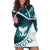 Aotearoa New Zealand Hoodie Dress Maori Wera Paua Shell Teal Glitter