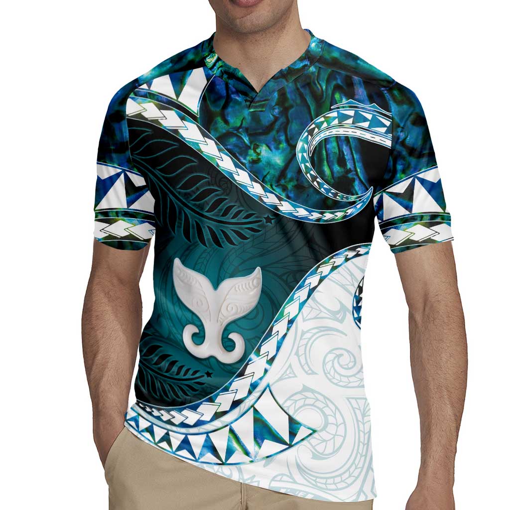 Aotearoa New Zealand Rugby Jersey Maori Wera Paua Shell Teal Glitter