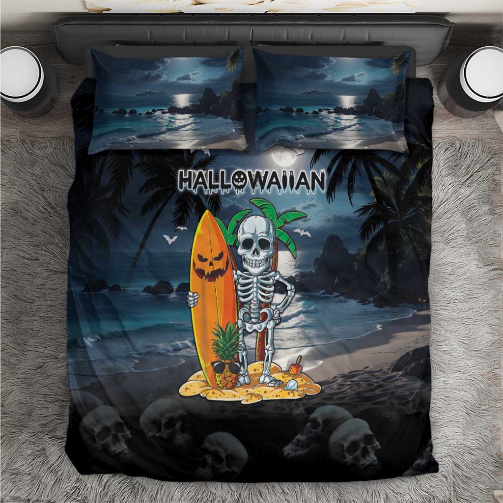 Hawaii Halloween Bedding Set Hallowaiian Skeleton Surf