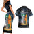 Personalised Hawaii Halloween Couples Matching Short Sleeve Bodycon Dress and Hawaiian Shirt Hallowaiian Skeleton Surf