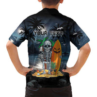 Personalised Hawaii Halloween Family Matching Tank Maxi Dress and Hawaiian Shirt Hallowaiian Skeleton Surf