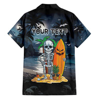Personalised Hawaii Halloween Family Matching Tank Maxi Dress and Hawaiian Shirt Hallowaiian Skeleton Surf