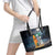 Hawaii Halloween Leather Tote Bag Hallowaiian Skeleton Surf