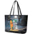 Hawaii Halloween Leather Tote Bag Hallowaiian Skeleton Surf