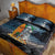 Hawaii Halloween Quilt Bed Set Hallowaiian Skeleton Surf