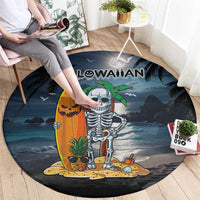 Hawaii Halloween Round Carpet Hallowaiian Skeleton Surf