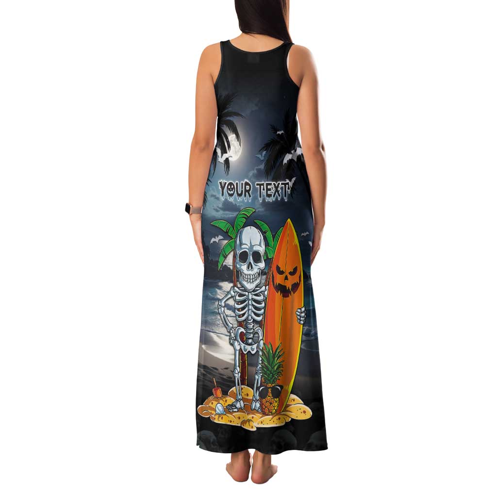 Personalised Hawaii Halloween Tank Maxi Dress Hallowaiian Skeleton Surf