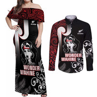 New Zealand Aotearoa Mana Wahine Couples Matching Off Shoulder Maxi Dress and Long Sleeve Button Shirt