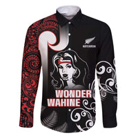 New Zealand Aotearoa Mana Wahine Family Matching Long Sleeve Bodycon Dress and Hawaiian Shirt LT05 Dad's Shirt - Long Sleeve Black - Polynesian Pride