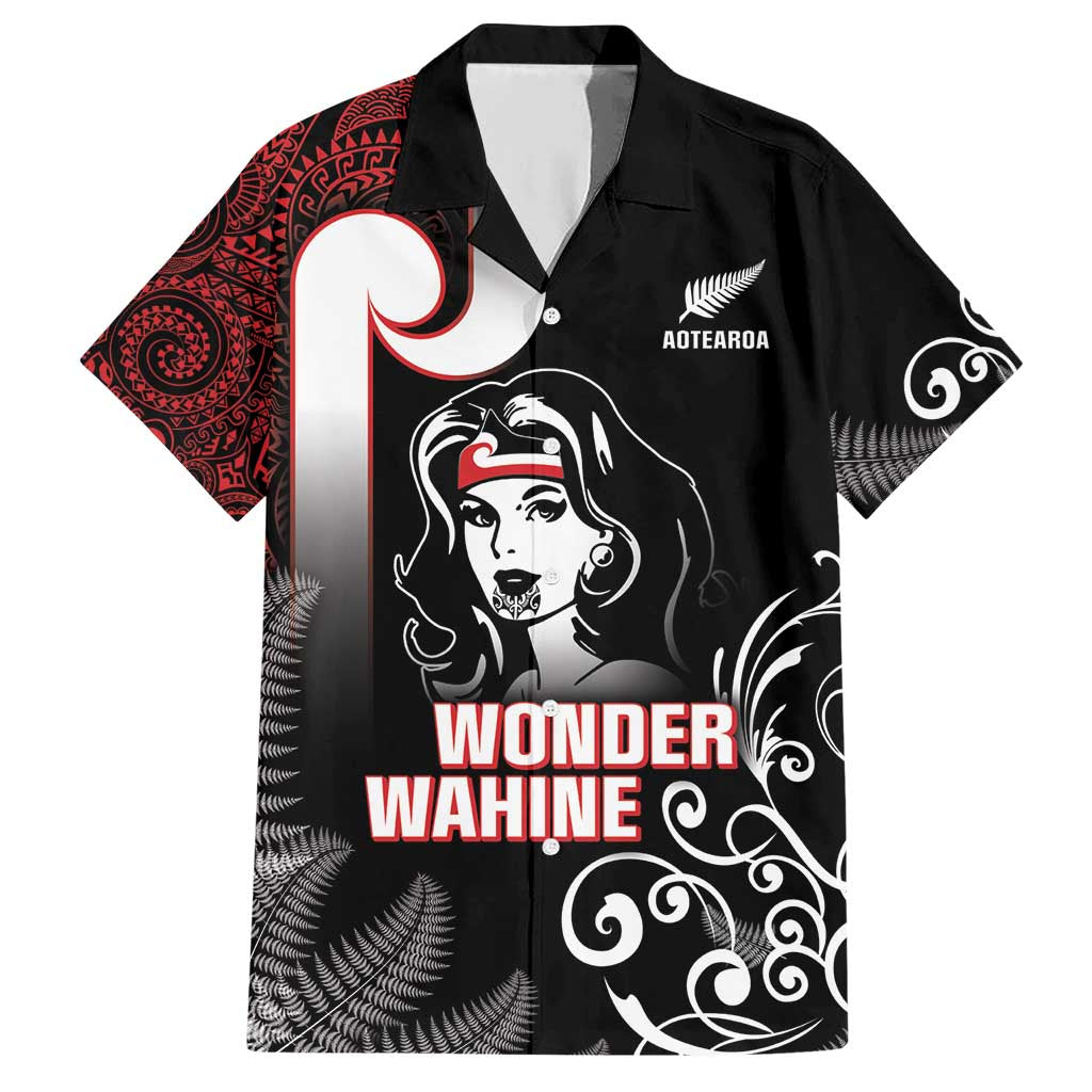 New Zealand Aotearoa Mana Wahine Family Matching Short Sleeve Bodycon Dress and Hawaiian Shirt LT05 Dad's Shirt - Short Sleeve Black - Polynesian Pride