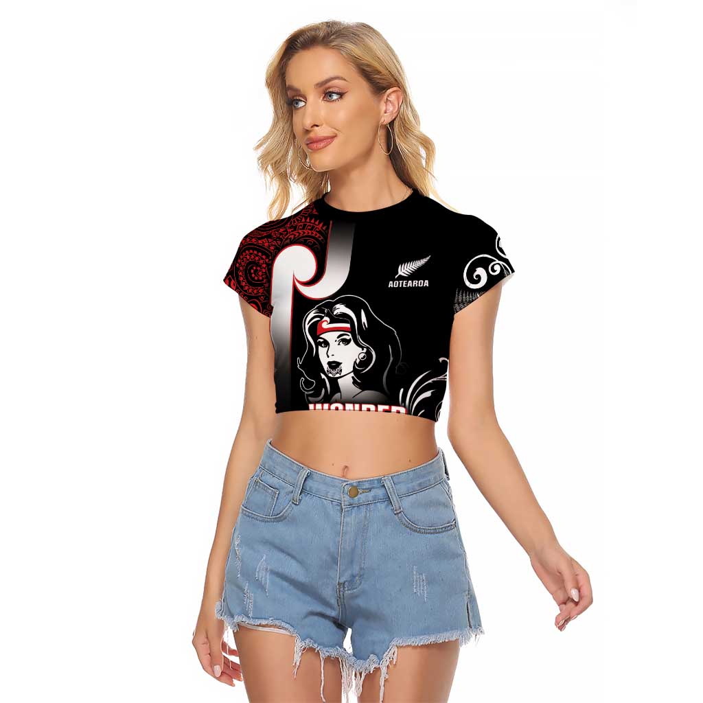New Zealand Aotearoa Mana Wahine Raglan Cropped T Shirt
