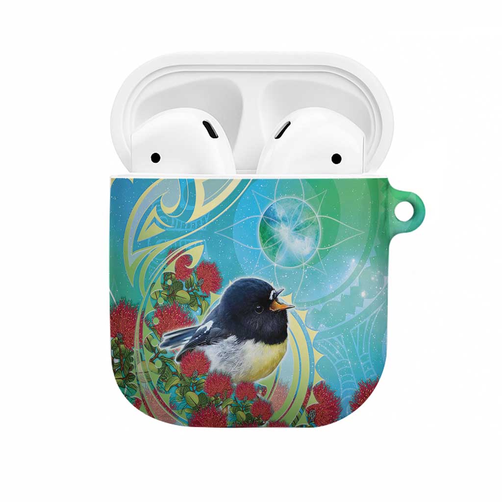 New Zealand Tomtit AirPods Case Maori Koru With Pohutukawa Galaxy Style - Polynesian Pride