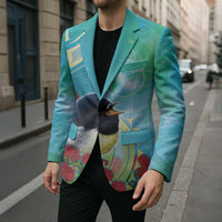 New Zealand Tomtit Blazer Maori Koru With Pohutukawa Galaxy Style - Polynesian Pride