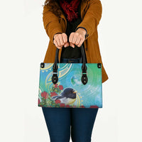 New Zealand Tomtit Leather Bag Maori Koru With Pohutukawa Galaxy Style - Polynesian Pride