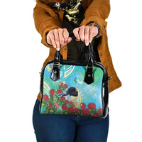 New Zealand Tomtit Shoulder Handbag Maori Koru With Pohutukawa Galaxy Style - Polynesian Pride