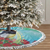 New Zealand Tomtit Tree Skirt Maori Koru With Pohutukawa Galaxy Style - Polynesian Pride