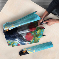 New Zealand Tomtit Umbrella Maori Koru With Pohutukawa Galaxy Style - Polynesian Pride