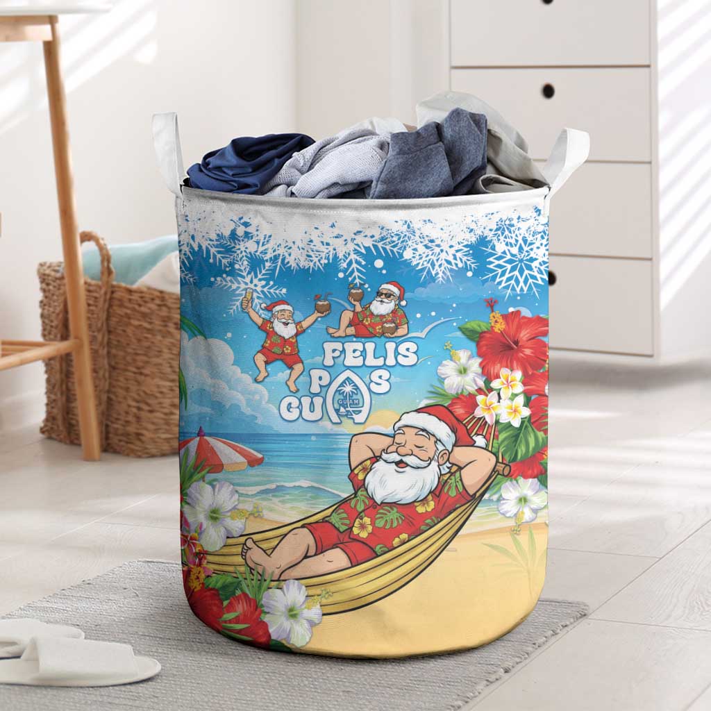 Guam Christmas Laundry Basket Felis Pasgua Chilling Santa - Polynesian Pride