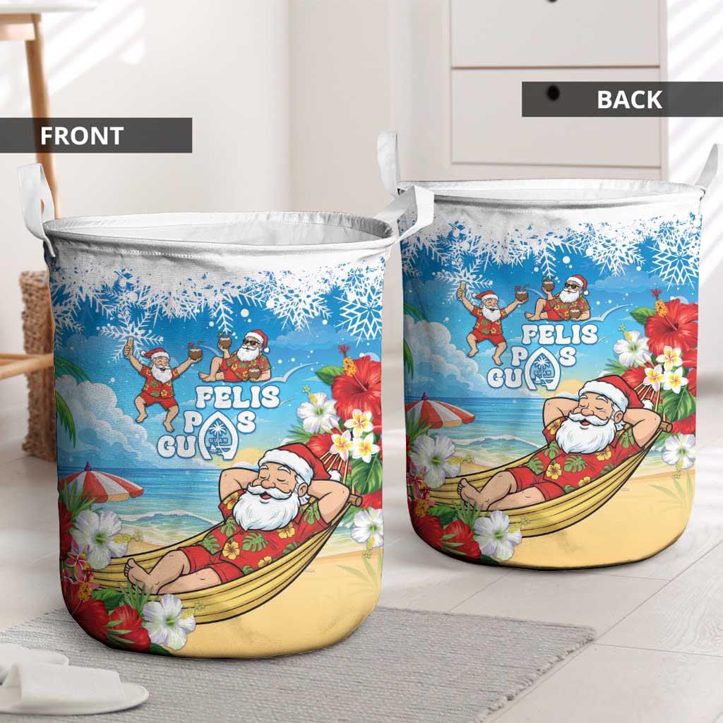 Guam Christmas Laundry Basket Felis Pasgua Chilling Santa - Polynesian Pride
