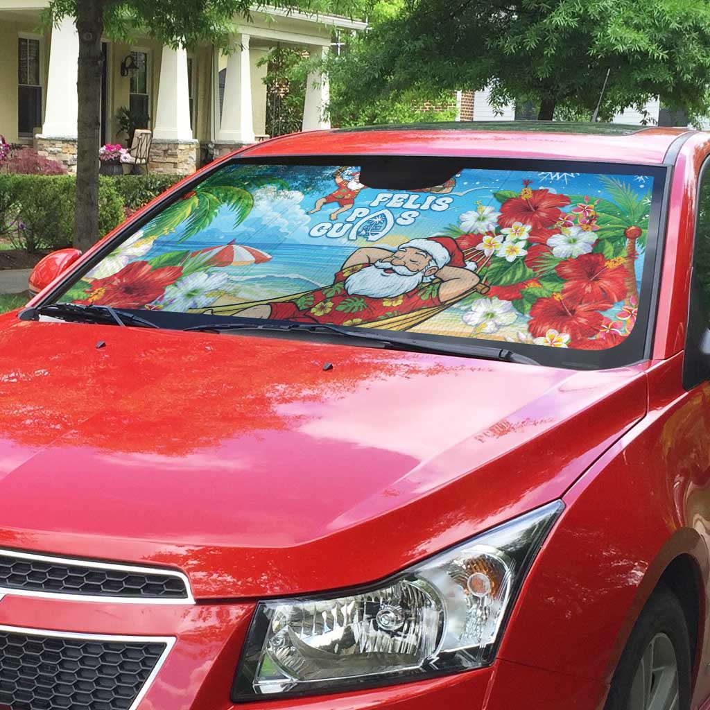 Guam Christmas Auto Sun Shade Felis Pasgua Chilling Santa - Polynesian Pride
