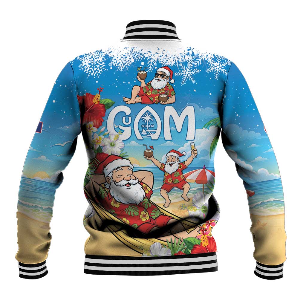 Guam Christmas Baseball Jacket Felis Pasgua Chilling Santa - Polynesian Pride