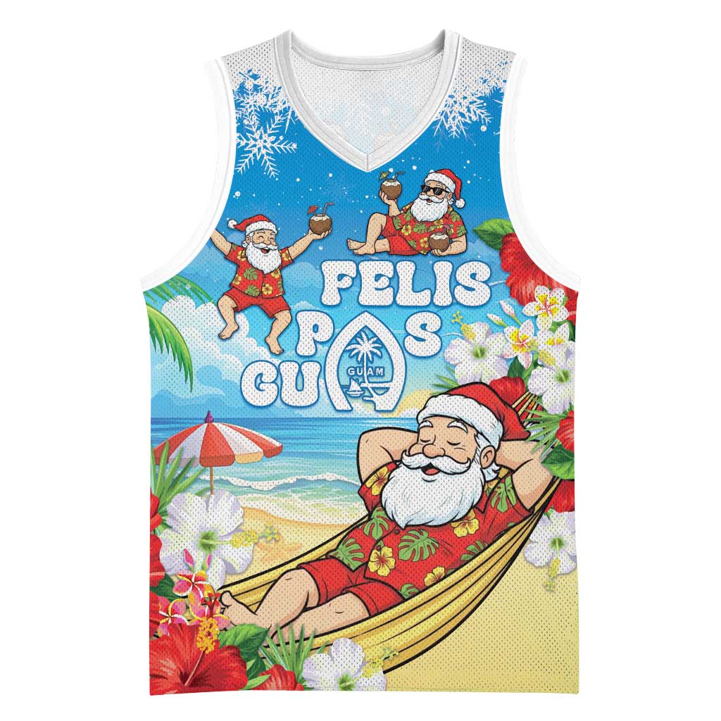 Guam Christmas Basketball Jersey Felis Pasgua Chilling Santa - Polynesian Pride