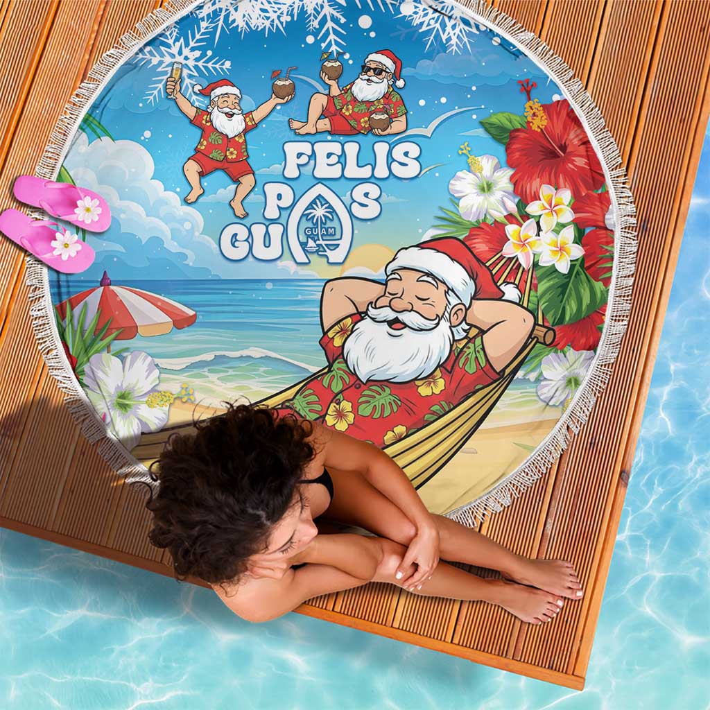 Guam Christmas Beach Blanket Felis Pasgua Chilling Santa - Polynesian Pride