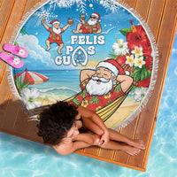 Guam Christmas Beach Blanket Felis Pasgua Chilling Santa - Polynesian Pride