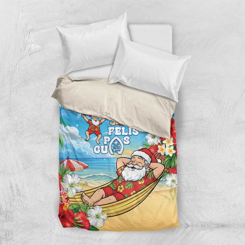Guam Christmas Bedding Set Felis Pasgua Chilling Santa - Polynesian Pride