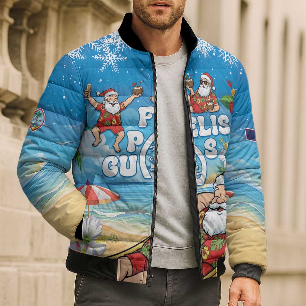 Guam Christmas Bomber Puffer Jacket Felis Pasgua Chilling Santa - Polynesian Pride