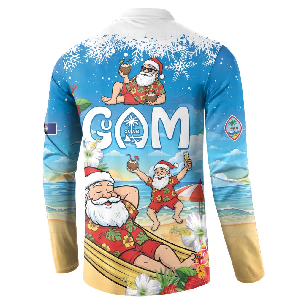 Guam Christmas Button Sweatshirt Felis Pasgua Chilling Santa - Polynesian Pride