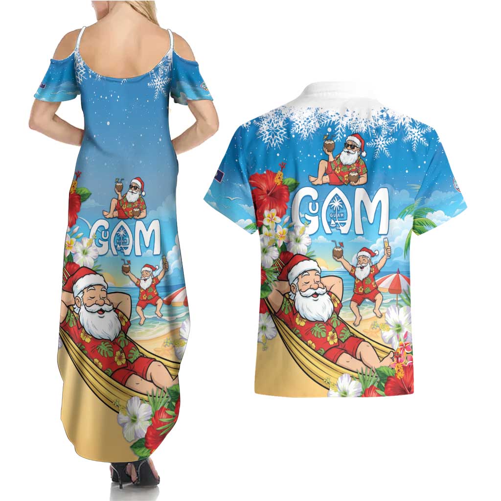 Guam Christmas Couples Matching Summer Maxi Dress and Hawaiian Shirt Felis Pasgua Chilling Santa - Polynesian Pride