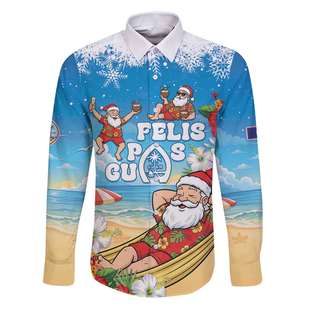 Guam Christmas Family Matching Long Sleeve Bodycon Dress and Hawaiian Shirt Felis Pasgua Chilling Santa - Polynesian Pride