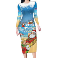 Guam Christmas Family Matching Long Sleeve Bodycon Dress and Hawaiian Shirt Felis Pasgua Chilling Santa - Polynesian Pride
