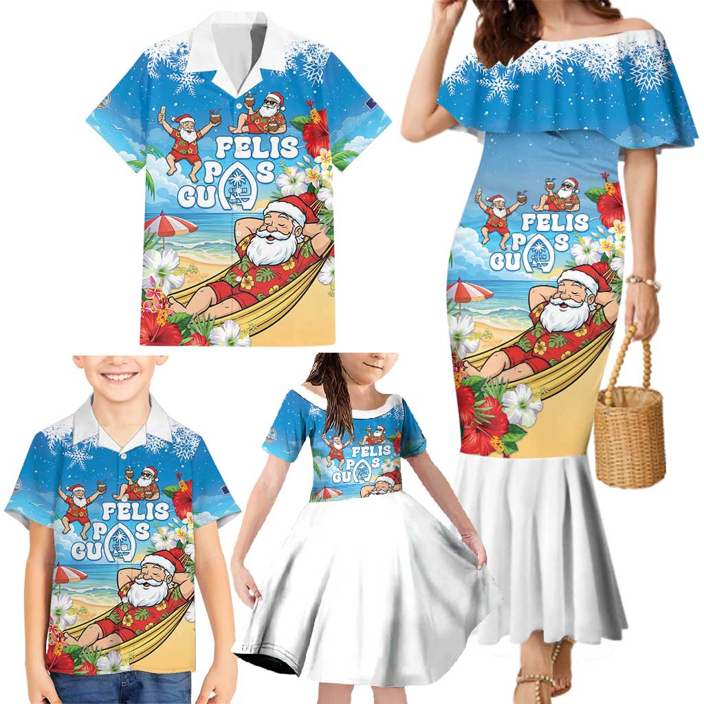 Guam Christmas Family Matching Mermaid Dress and Hawaiian Shirt Felis Pasgua Chilling Santa - Polynesian Pride